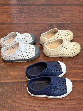 Native Kids Slip-On Water Shoes - White, Navy, Cream